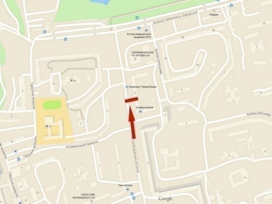 Схема рекламної площини за адресою вул. Метробудівська, 3, автомагазин/ул. Метростроевская, 3, автомагазин, пляж на Парусе, стоянка маршрутных такси, супермаркет АТБ, супермаркет Сильпо, Приватбанк, Автобанька, АЗС Юкон-сервис, рынок