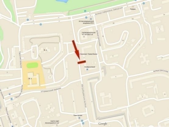 Схема рекламной плоскости по адресу вул. Метробудівська, 3, автомагазин/ул. Метростроевская, 3, автомагазин, пляж на Парусе, стоянка маршрутных такси, супермаркет АТБ, супермаркет Сильпо, Приватбанк, Автобанька, АЗС Юкон-сервис, рынок