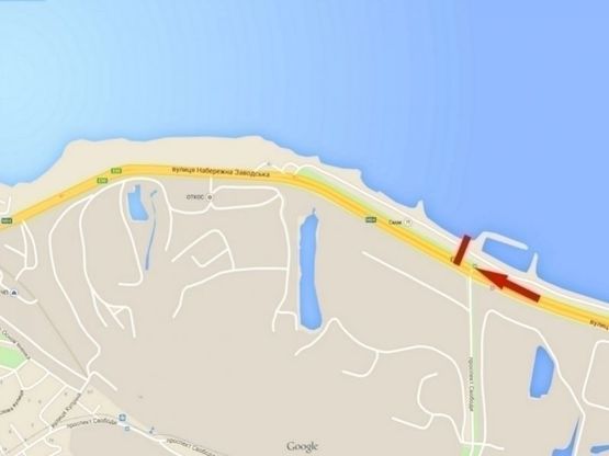 Схема рекламной плоскости по адресу вул. Наб. Заводська, перед кафе "Смак", з центру/ул. Наб. Заводская, перед кафе "Смак", из центра