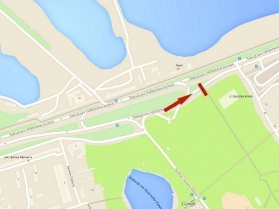 Схема рекламной плоскости по адресу вул. Наб. Заводська - "Льодова арена", в центр/ул. Наб. Заводская - Ледовая арена, в центр