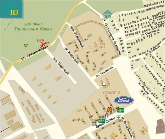 Схема рекламної площини за адресою вул.Космічна, 28а/ул.Космическая, 28А