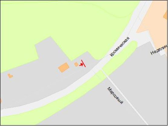 Схема рекламной плоскости по адресу вул.Космічна, 28а/ул.Космическая, 28А, поток движения к жм Сокол, к Набережной, ресторан восточной кухни