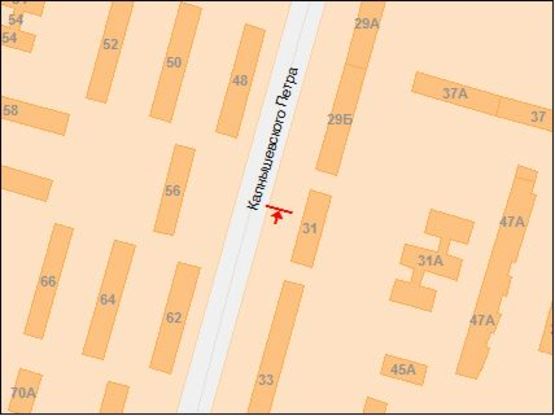 Схема рекламной плоскости по адресу вул.Петра Калнишевського, 31/ул.Косиора, 31