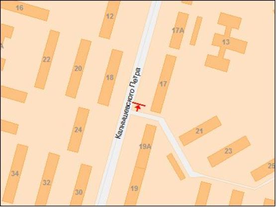 Схема рекламной плоскости по адресу вул.Петра Калнишевського, 17/ул.Косиора, 17