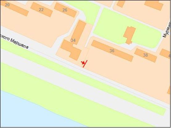 Схема рекламной плоскости по адресу вул.Малиновського, 34/ул.Малиновского, 34, рядом Центральный мост, ТЦ Вавилон, супермаркет Фоззи