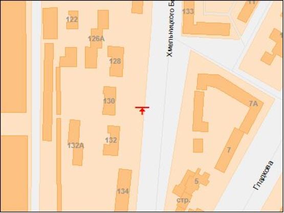 Схема рекламної площини за адресою вул.Б.Хмельницького, 130/ул.Героев Сталинграда, 130, ТЦ Терра, рядом рынок, магазины