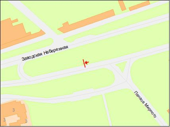 Схема рекламної площини за адресою вул.Наб.Заводська (р-н парка Леніна)/ул.Наб.Заводская (р-н парка Ленина), жм Красный Камень, светофор, Ледовая арена