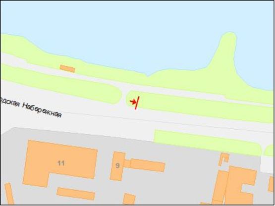 Схема рекламной плоскости по адресу вул.Наб.Заводська, 9/ул.Наб.Заводская, 9 поток движения к Амурскому мосту, в центр города