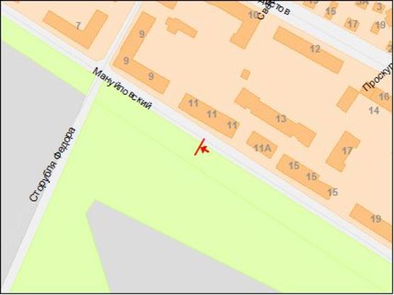 Схема рекламной плоскости по адресу пр.Мануйловский, 11/пр. Воронцова, 11, поток движения к Амурскому мосту