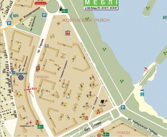 Схема рекламной плоскости по адресу пр.Героїв, 12/пр. Героев, 12, ТЦ Гермес, Адидас, Антошка, много магазинов