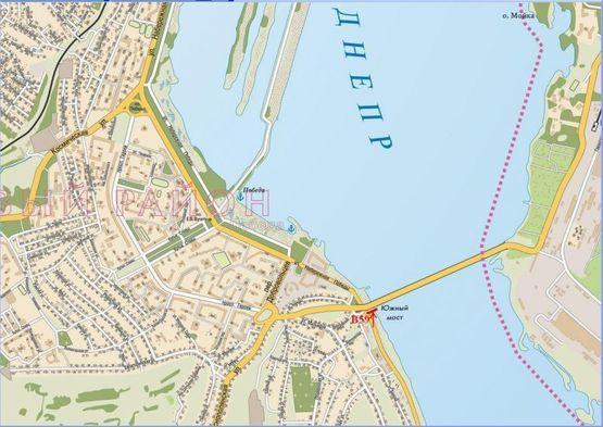 Схема рекламної площини за адресою вул.Наб.Перемоги (р-н Південного моста)/ул.Наб.Победы (р-н Южного моста), Южный мост, поток движения в центр города, трансопртная развязка