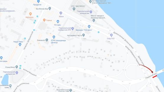 Схема рекламной плоскости по адресу вул.Наб.Перемоги (р-н Південного моста)/ул.Наб.Победы (р-н Южного моста) Южный мост, трансопртная развязка