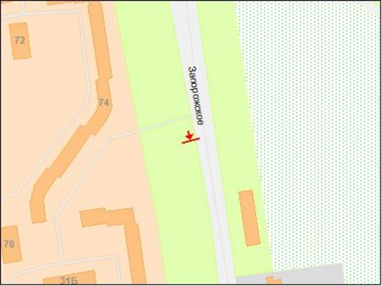 Схема рекламной плоскости по адресу Запорізьке шосе /Запорожское шоссе, рядом ТЦ Новая Линия, ТЦ Эпицентр, ТЦ Метро