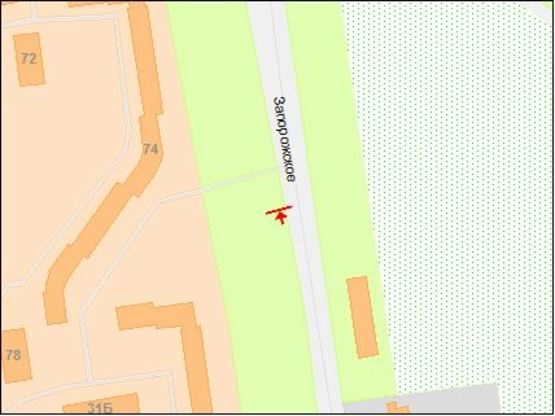 Схема рекламной плоскости по адресу Запорізьке шосе /Запорожское шоссе, рядом ТЦ Новая Линия, ТЦ Эпицентр, ТЦ Метро