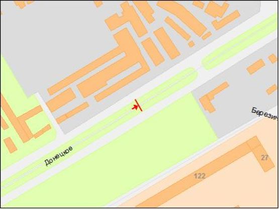 Схема рекламной плоскости по адресу Донецьке шосе - вул.Березинська (перед поворотом на ТЦ "Караван")/Донецкое шоссе - ул.Березинская (перед поворотом на ТЦ"Караван") поток движения к Каравану, левая сторона