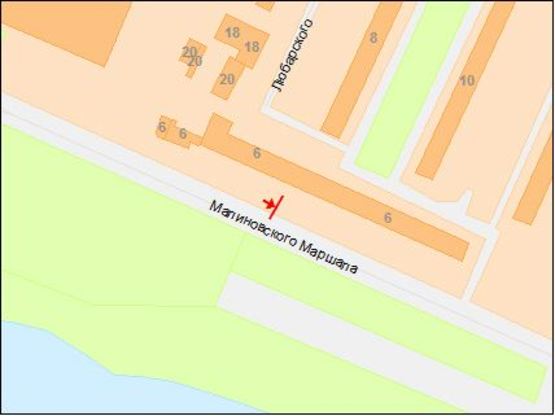 Схема рекламної площини за адресою вул.Малиновського, 6/ул.Малиновского, 6 ТЦ Вавилон, супермаркет Фоззи, Центральный мост