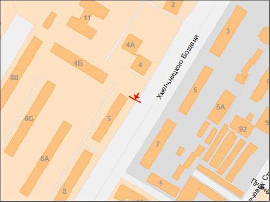 Схема рекламной плоскости по адресу пр.Б.Хмельницького, 6/ул.Героев Сталинграда, 6