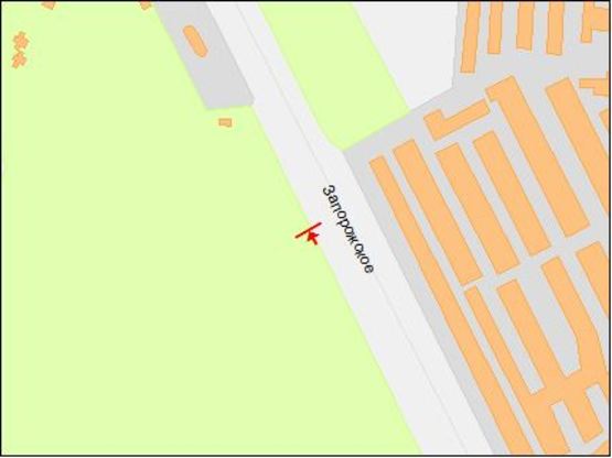 Схема рекламної площини за адресою Запорізьке шосе - 
парк Пісаржевського/Запорожское шоссе - парк Писаржевского, развилка, автосалон, поток к ТЦ Апполо