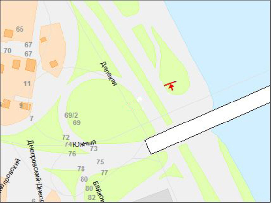 Схема рекламної площини за адресою вул.Наб.Перемоги (р-н Південного моста)/ул.Наб.Победы (р-н Южного моста), Южный мост, поток движения в центр города, трансопртная развязка