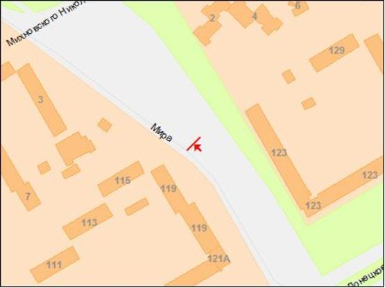 Схема рекламної площини за адресою пр.Миру, 119/пр.Мира, 119, рядом ТЦ Караван