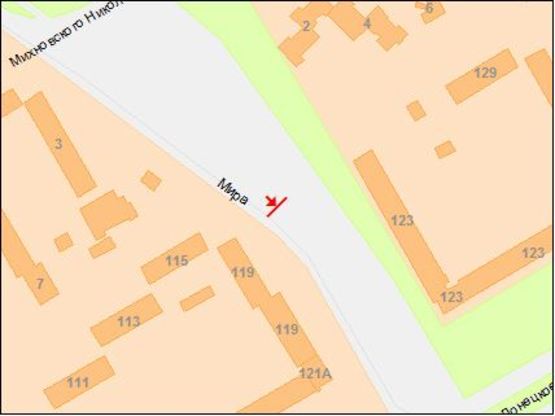 Схема рекламної площини за адресою пр.Миру, 119/пр.Мира, 119, рядом ТЦ Караван