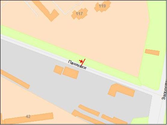 Схема рекламной плоскости по адресу ул.Панікахи, 119 тупик троллейбусів/ул.Паникахи, 119 тупик троллейбусов, АЗС Вог