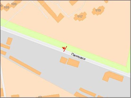 Схема рекламної площини за адресою ул.Панікахи, 119 тупик троллейбусів/ул.Паникахи, 117 тупик троллейбусов, АЗС Вог