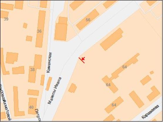 Схема рекламной плоскости по адресу пр.Івана Мазепи, маг.АТБ, навпроти маг.ПІК, базар, до центру/пр.Петровского, маг.АТБ, напротив маг.ПИК, базар, из центра