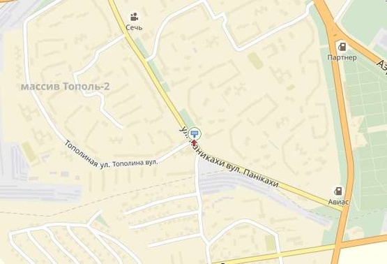 Схема рекламной плоскости по адресу вул.Панікахи, 91, до центру/ул. Паникахи, 91, в центр