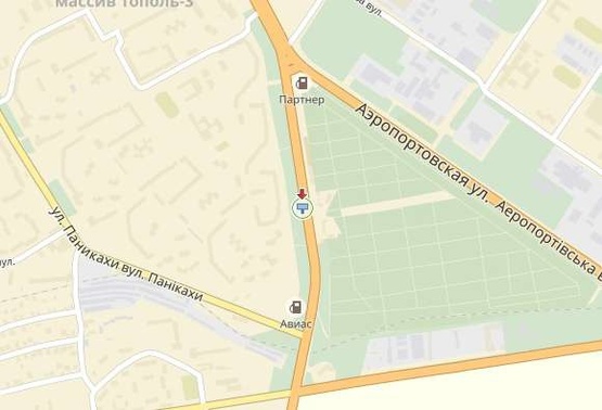 Схема рекламной плоскости по адресу Запорізьке шосе, навпроти буд. 80, виїзд з міста/Запорожское шоссе, напротив д. 80, выезд из города