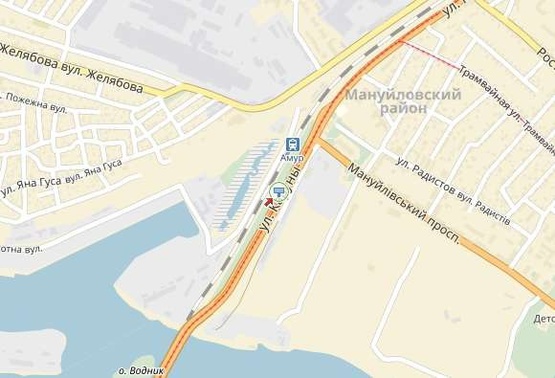 Схема рекламной плоскости по адресу пр. Мануйлівський, в'їзд на Амурський міст, до центру/пр. Воронцова, въезд на Амурский мост, в центр