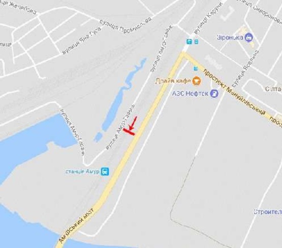 Схема рекламної площини за адресою пр. Мануйлівський, в'їзд на Амурський міст, до центру/пр. Воронцова, пр-т, въезд на Амурский мост, в центр