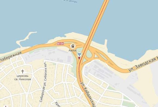 Схема рекламної площини за адресою Кайдацький міст, з'їзд на Правий берег, до центру/Кайдакский мост, съезд на Правый берег, в центр