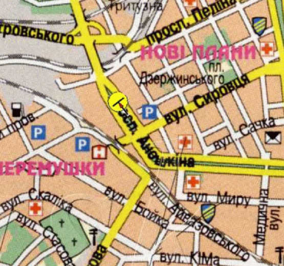 Схема рекламной плоскости по адресу Аношкіна пр-т, перетин з пр-ту Т.Г.Шевченка, в'їзд на Лівобережний міст, біля кафе Сафран, з центру/пр-т Аношкина, пересечение с ул.Сыровца, въезд на Левобережный мост, возле кафе Сафран, из центра