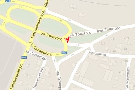 Схема рекламної площини за адресою Толстого вул. - Кам`янецька вул.