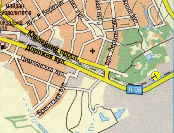 Схема рекламной плоскости по адресу вул. Січеславский шлях, з'їзд з Баглейського мосту, з центру/ул.Днепропетровская, возле съезда с Баглейского моста, из центра