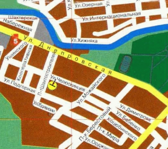 Схема рекламной плоскости по адресу пр-т Шахтобудівників, 13, біля супермаркету "КАПІ" з центру/Шахтостроителей пр-т 13, возле супермаркета КАПИ, из центра