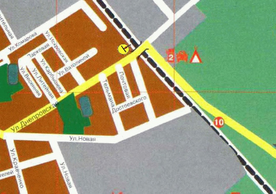 Схема рекламной плоскости по адресу вул. Дніпровська Виїзд на Донецьк, віадук, в центр/Днепровская ул., выезд на Донецк, виадук, в центр