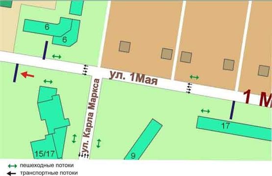 Схема рекламной плоскости по адресу перекрёсток ул.1Мая, ул.В. Шума, №15-Б
