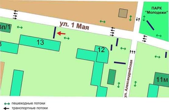 Схема рекламной плоскости по адресу ул.1Мая,13, №19-Б