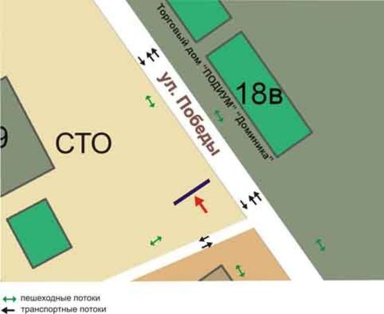 Схема рекламной плоскости по адресу ул.Победы, ТЦ"Подиум", №23-Б