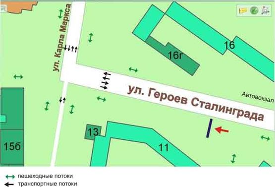 Схема рекламной плоскости по адресу ул.Парусная,11, №29-Б