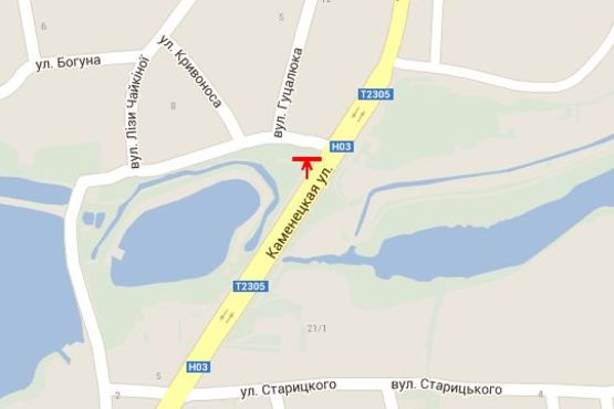 Схема рекламної площини за адресою Кам`янецька вул., (оз. Веселка)