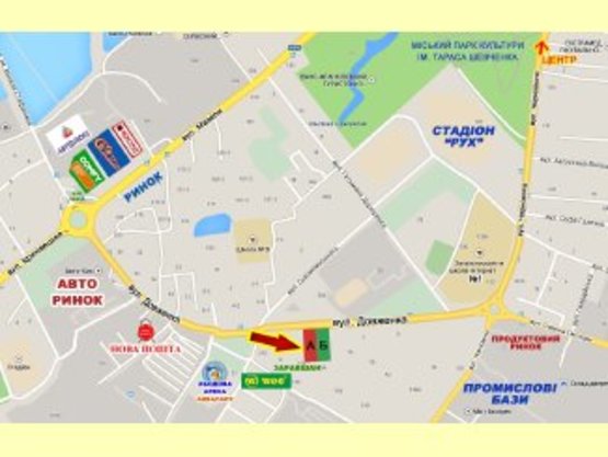 Схема рекламної площини за адресою Довженка,11( маг. Заравшан)