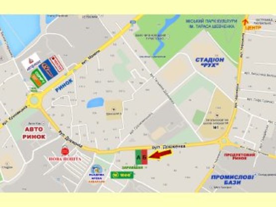 Схема рекламной плоскости по адресу Довженка,11( маг. Заравшан)  до Сільпо