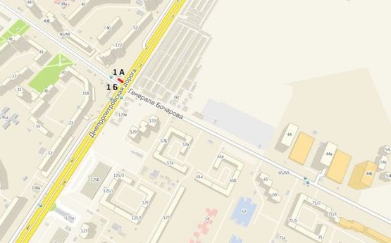 Схема рекламної площини за адресою Днепропетровская дорога, 120 - ул. Генерала Бочарова