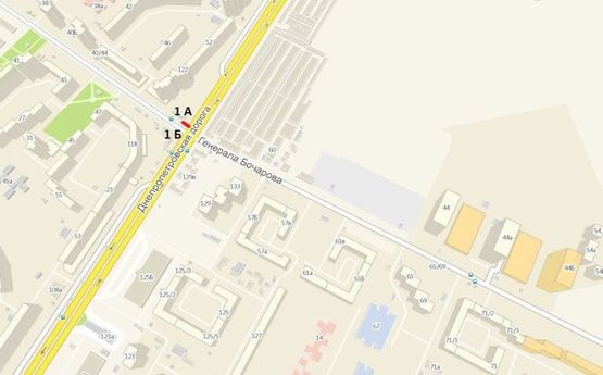 Схема рекламной плоскости по адресу Днепропетровская дорога, 120 - ул. Генерала Бочарова