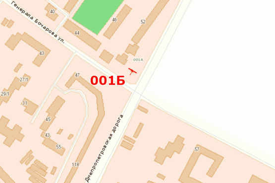 Схема рекламної площини за адресою Днепропетровская дорога, 120 - ул. Генерала Бочарова