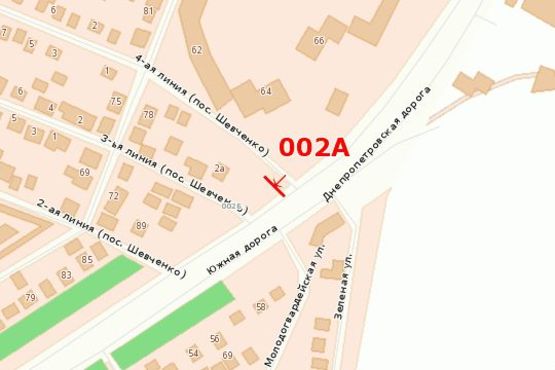 Схема рекламной плоскости по адресу Южная дорога - ул.Суворовская