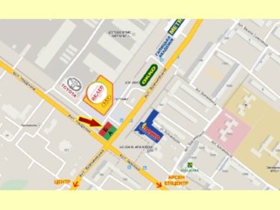 Схема рекламной плоскости по адресу Вовчинецька-Надрічна  перехрестя  СМ "555", METRO  освітлення